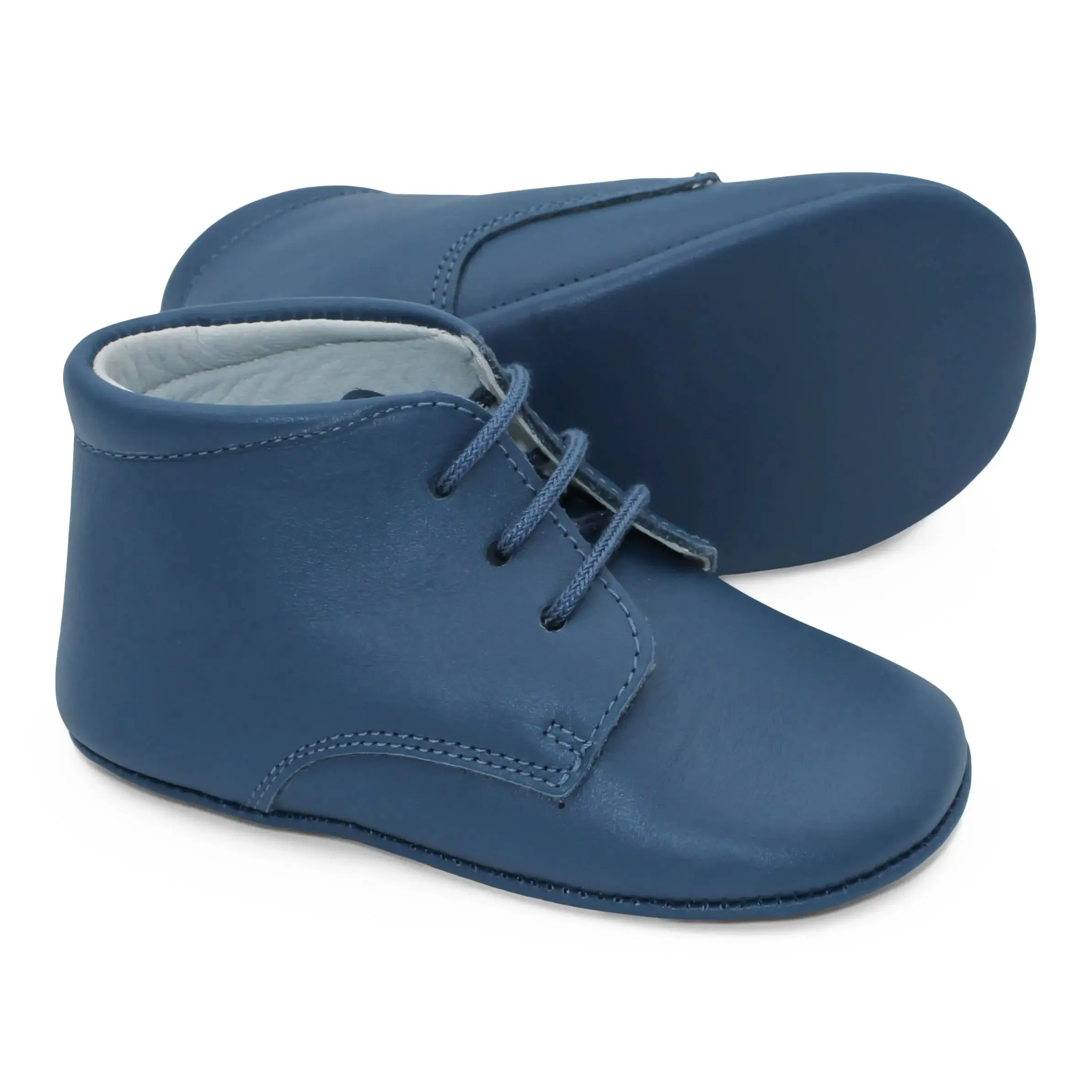 Gabriel- Navy Leather Baby Booties